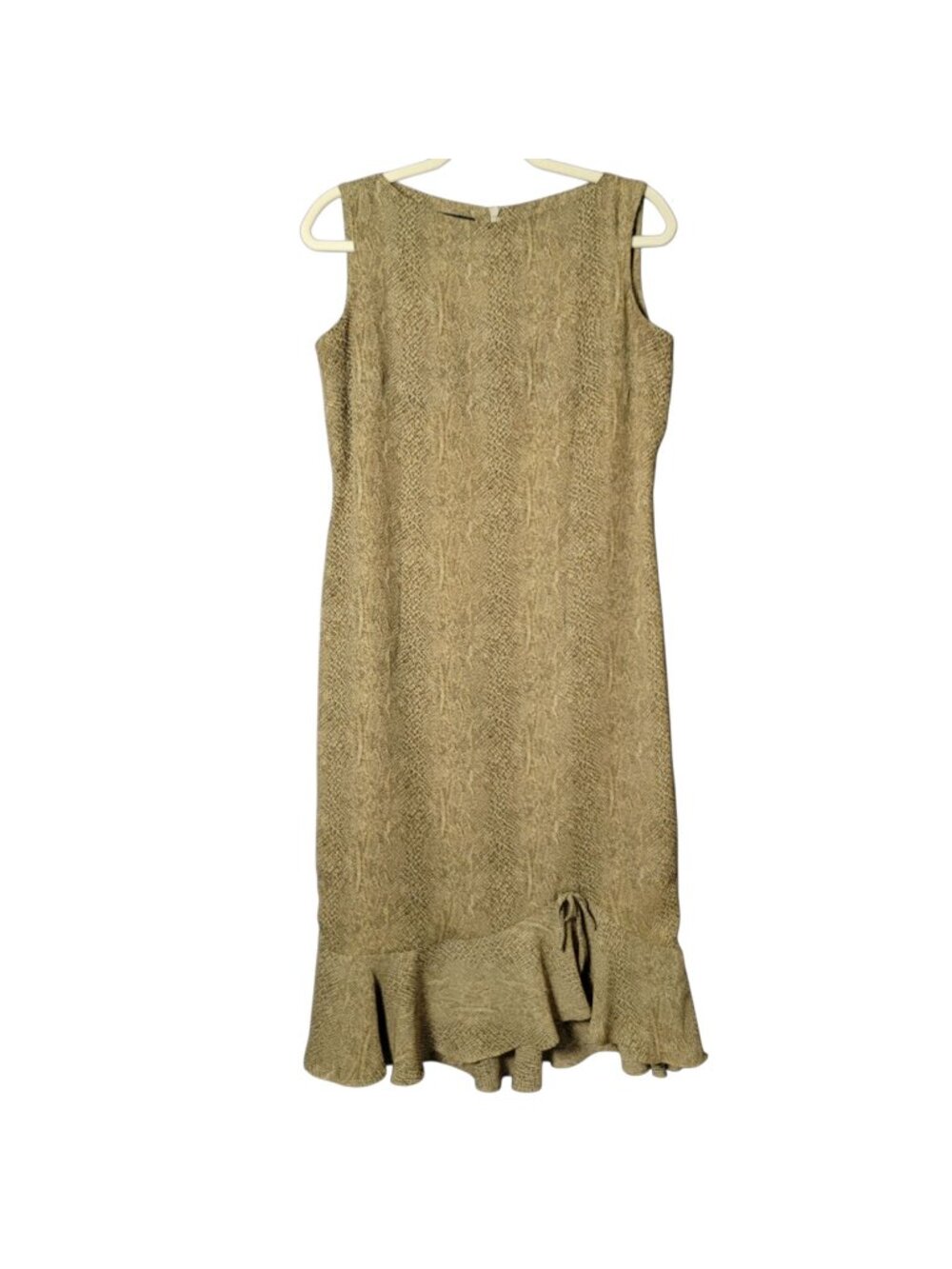 VTG 90s Liz Claiborne Y2K Snake Reptile Fairy Ruffle Hem Sleeveless Midi Dress 6